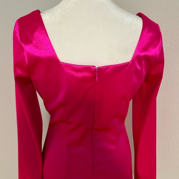 Satin Long Sleeve Mini Dress - Picture 6 of 8